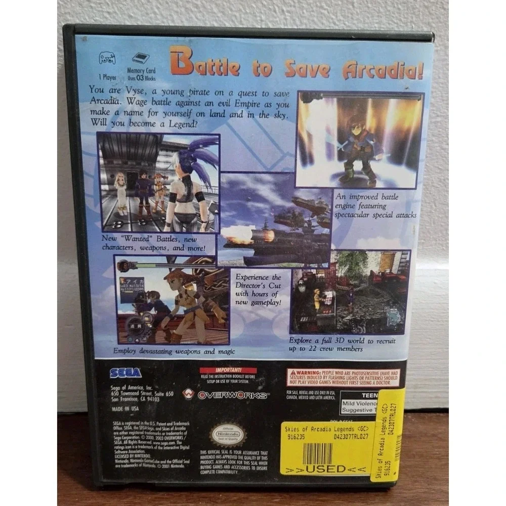 Skies of Arcadia Legends (Nintendo GameCube, 2003) No Manual